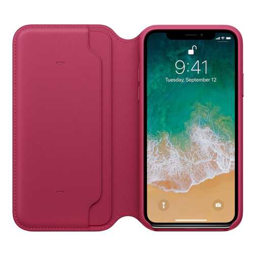 Чехол Apple Leather Folio для Apple iPhone X Лесная ягода в Ростелеком