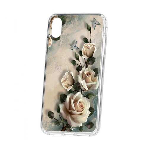 Чехол Kruche Apple iPhone XS Max Print Белые розы в Ростелеком