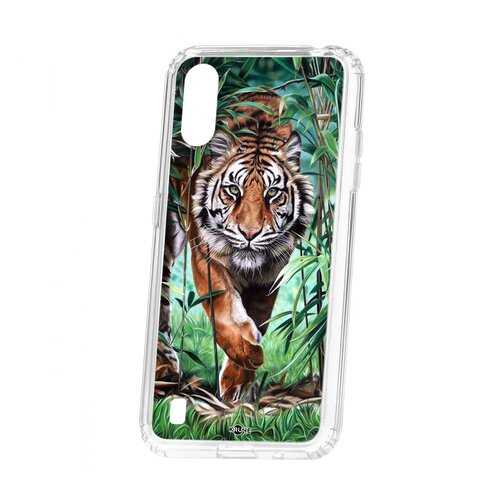 Чехол Kruche Samsung Galaxy A01/A015 Print Крадущийся тигр в Ростелеком