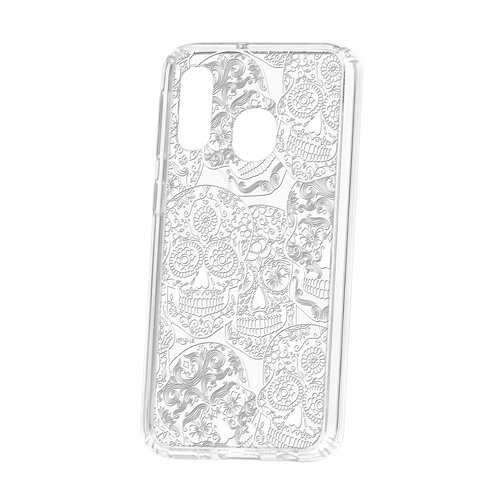 Чехол Kruche Samsung Galaxy A40 2019 Print Skull White в Ростелеком