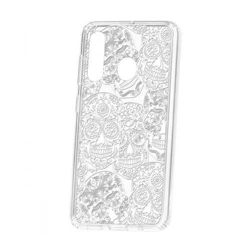 Чехол Kruche Samsung Galaxy A60 2019 Print Skull White в Ростелеком