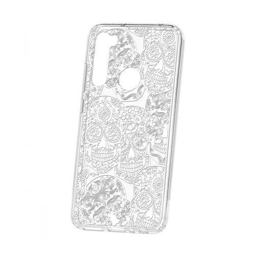 Чехол Kruche Xiaomi Redmi Note 8 Print Skull White в Ростелеком