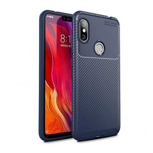 Чехол с текстурой Карбон для Xiaomi Redmi Note 6 Pro Blue в Ростелеком