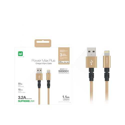 Кабель Amazingthing SupremeLink MFi Power Max Plus USB-iP Gold 1.1m 3.2A в Ростелеком