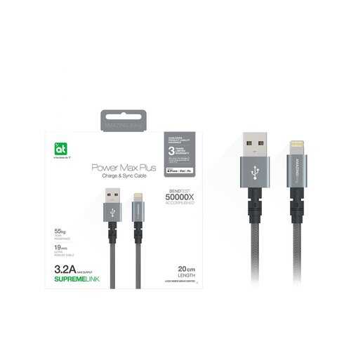 Кабель Amazingthing SupremeLink MFi Power Max Plus USB-iP Space Gray 0.2m 3.2A в Ростелеком