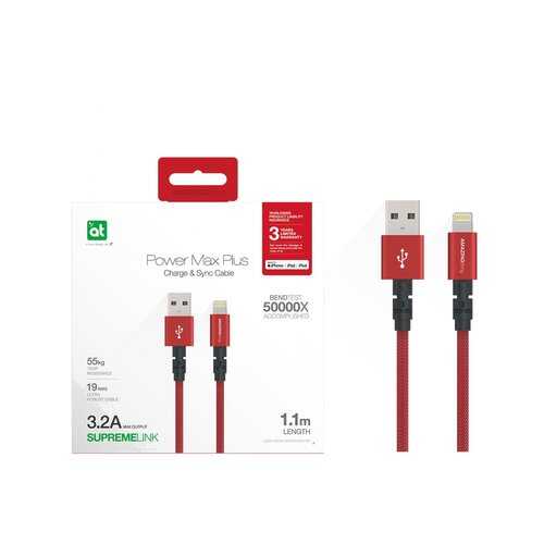 Кабель Amazingthing SupremeLink MFi Power Max Plus USB-iP Wine Red 1.1m 3.2A в Ростелеком