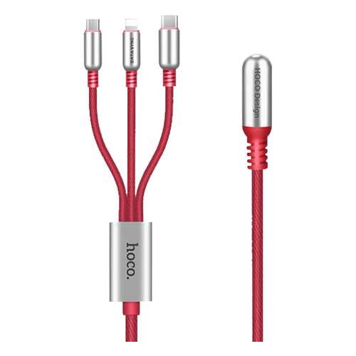 Кабель Hoco U17 Lightning/microUSB/Type-C Red в Ростелеком