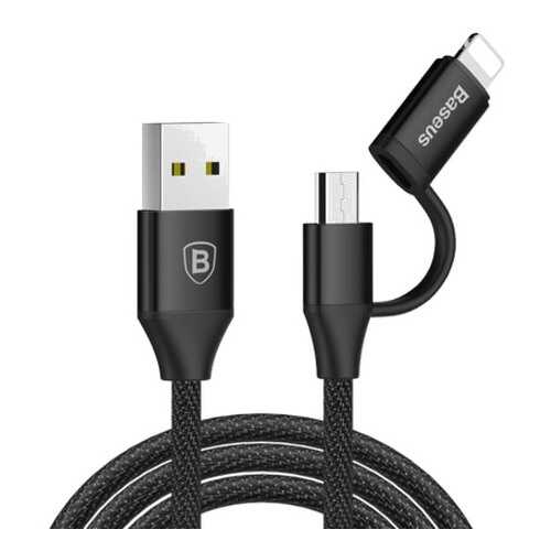 Кабель Micro Baseus Yiven 2-1 Cable 1m Black в Ростелеком