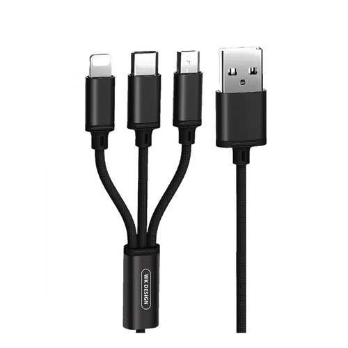 Кабель Multi USB-iP+Micro+Type-C WK Fulnen Black 1.15m 2.8A в Ростелеком