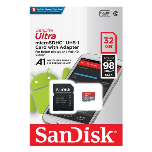 Карта памяти SanDisk Micro SDHC SDSQUAR-032G-GN6MA 32GB в Ростелеком