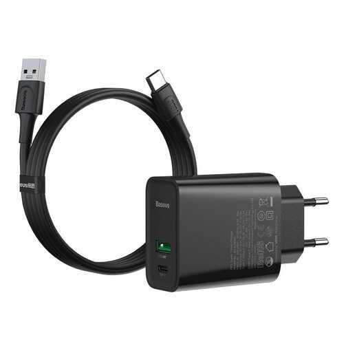 Сетевое зарядное устройство Baseus Speed PPS Quick Charge 1m 1USB+Type-C 5A Black в Ростелеком