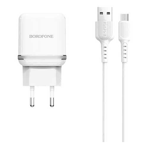 Сетевое зарядное устройство Borofone BA25A (2USB / 2.4A) + кабель MicroUSB 1м White в Ростелеком