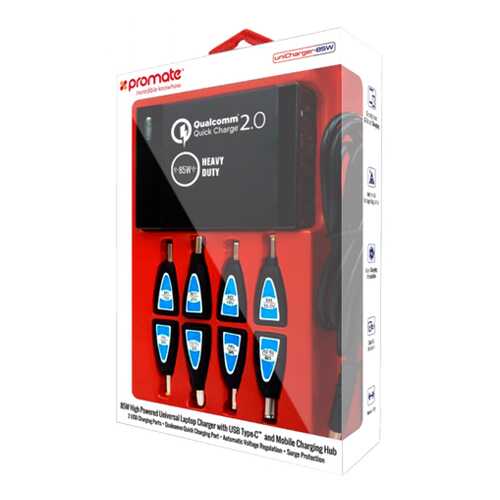 Сетевое зарядное устройство Promate uniCharger-85W Qualcomm QC2,0 85W (black) в Ростелеком