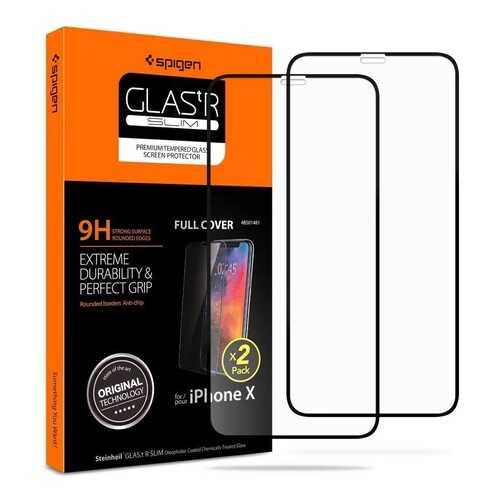 Защитное стекло Spigen Glas.tR Slim Full Cover 2pcs для iPhone 11 Pro/XS/X (Black) в Ростелеком